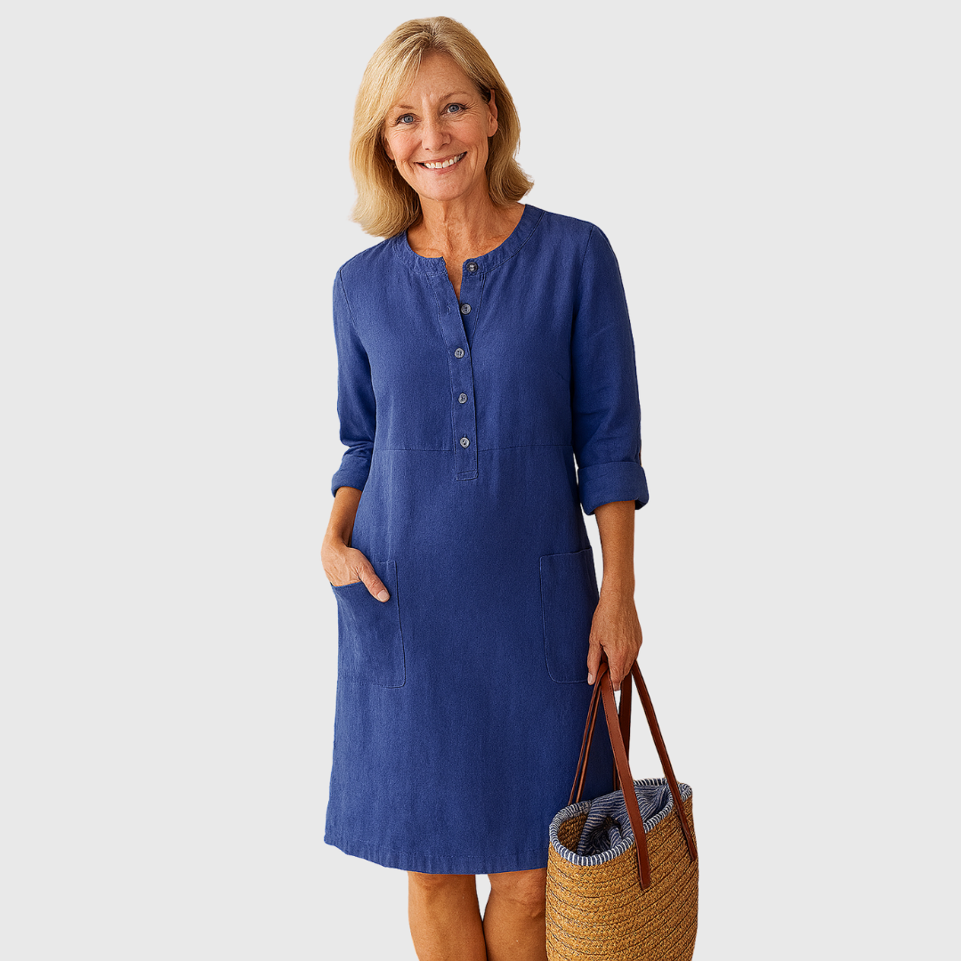 Cavell™ – Robe Unie avec Fermeture à Boutons Confort