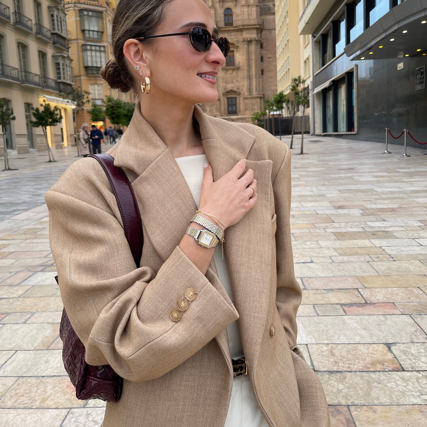 Gracieuse Petite Montre Double Acier, Blanc, Bicolore