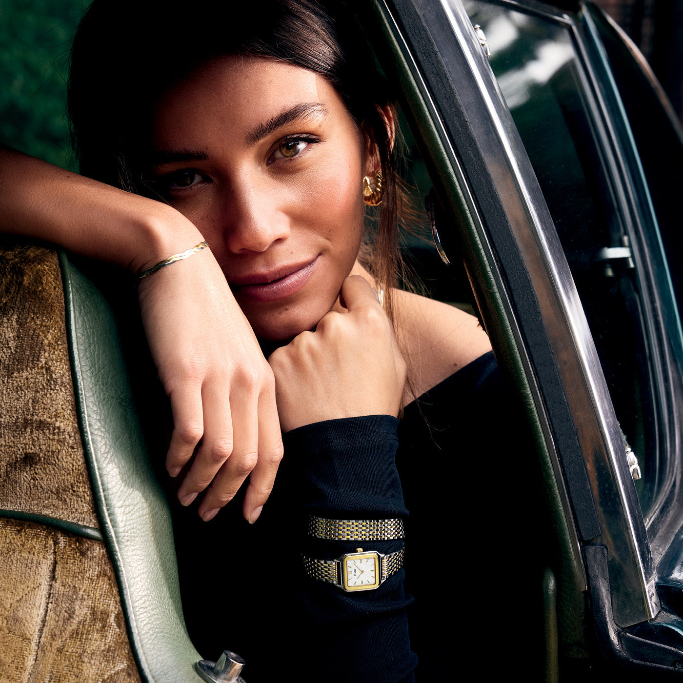 Gracieuse Petite Montre Double Acier, Blanc, Bicolore