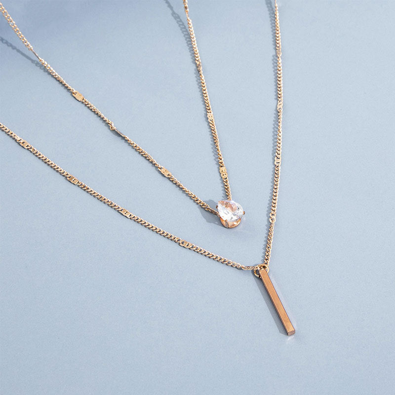 Collier Pendentif Double en Or et Argent