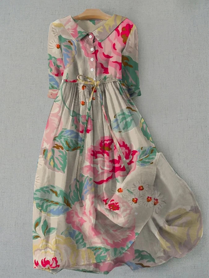 Livia - Robe Florale Chic à Manches Courtes