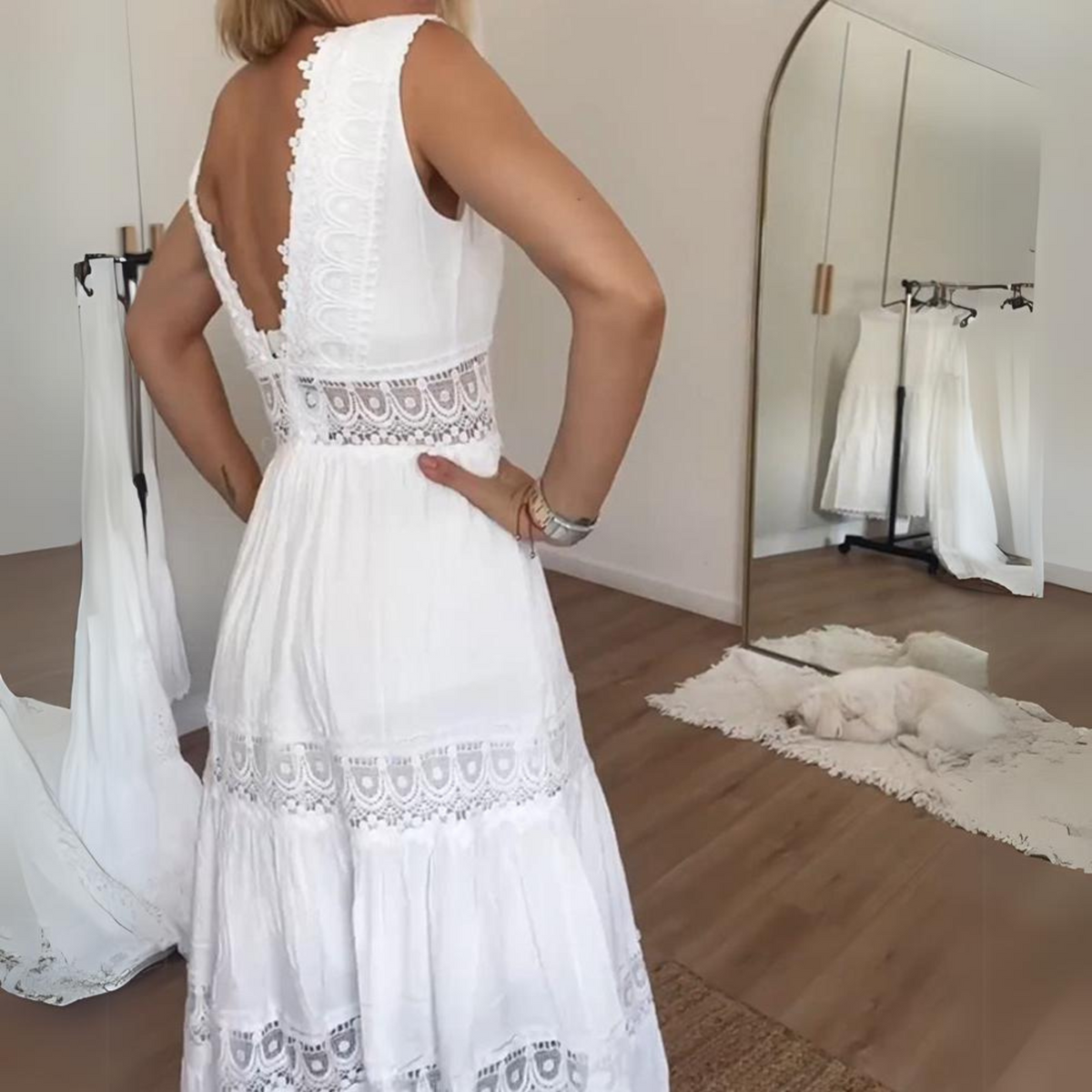 Sadie | Lace Camisole Dress with V Neckline