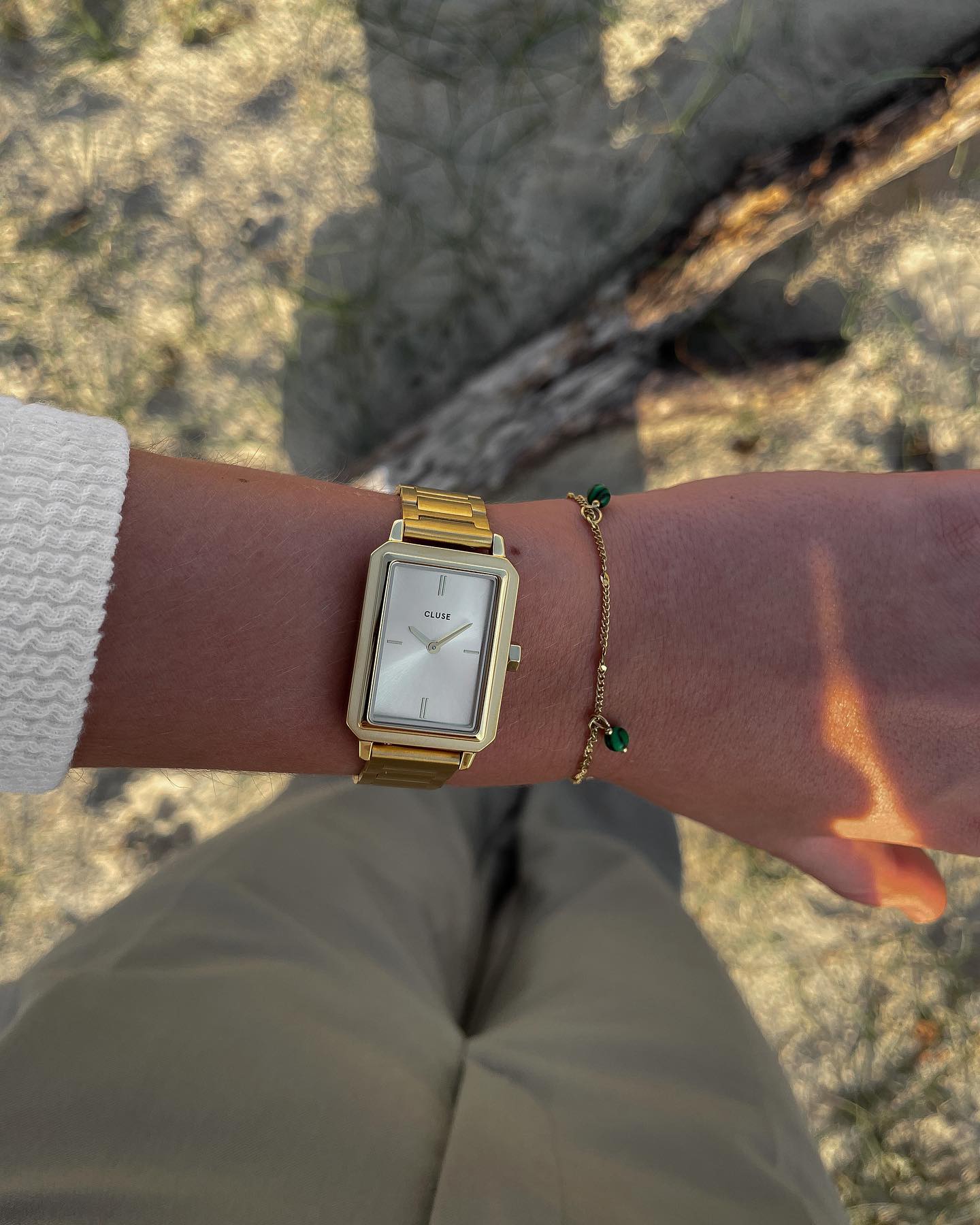 Montre Fluette en Acier, Couleur Or Plein