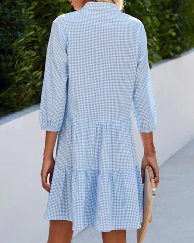 Édith™ - ROBE D'ÉTÉ À CARREAUX LÉGÈRE AVEC UN AJUSTEMENT FLATTEUR