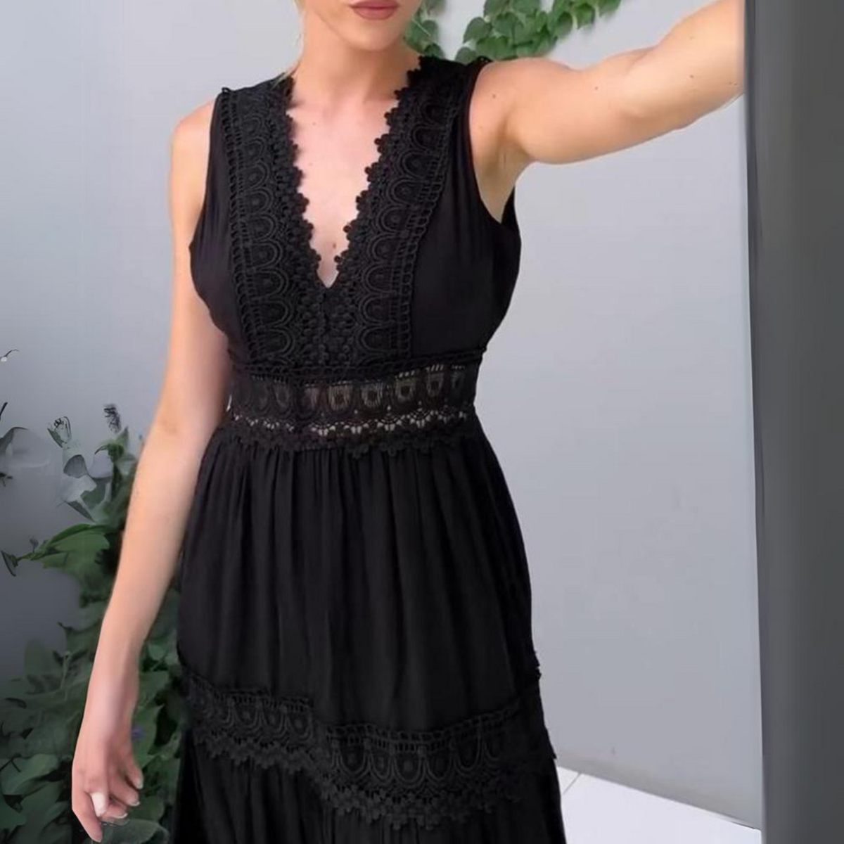 Sadie | Lace Camisole Dress with V Neckline