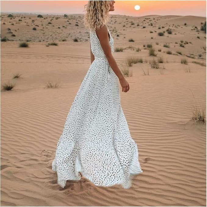Kaeli™ - ROBE BOHO À POIS AVEC UNE SILHOUETTE FLUIDE