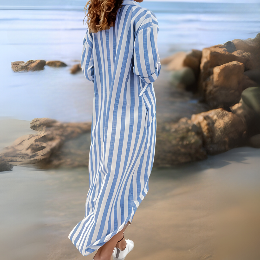 Joyce™ - ROBE À RAYURES ÉLÉGANTE AVEC ENCOLURE EN V