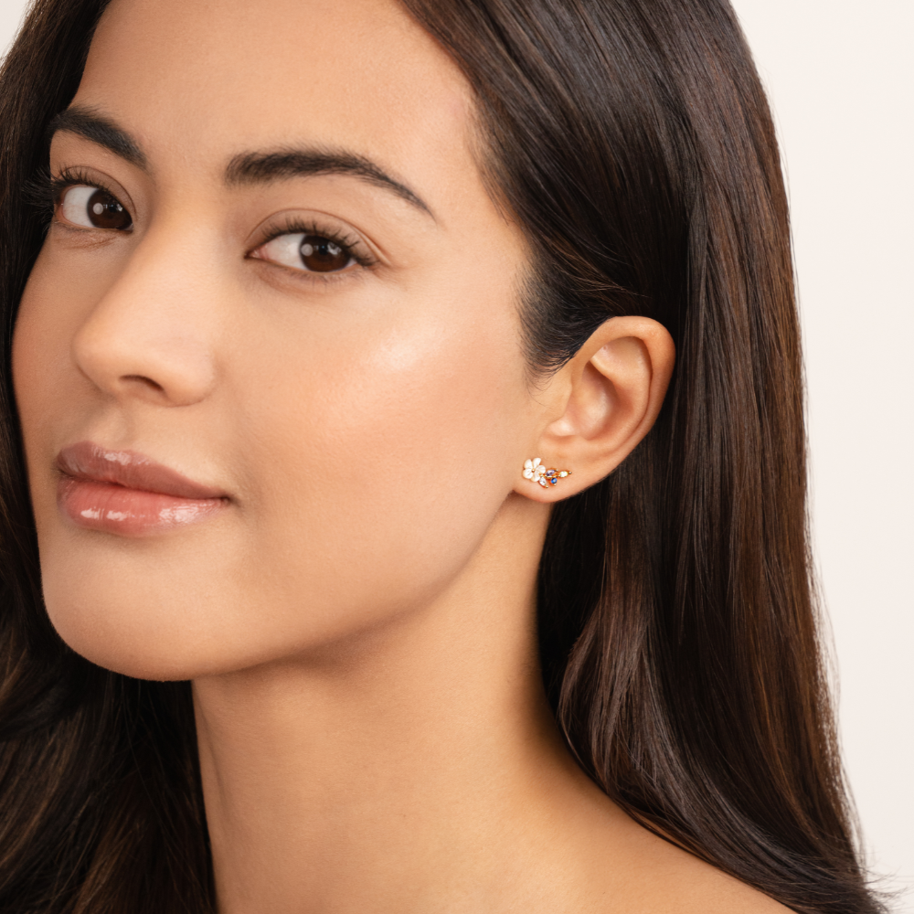 Boucles d'oreilles Cristal Blanc Fleur
