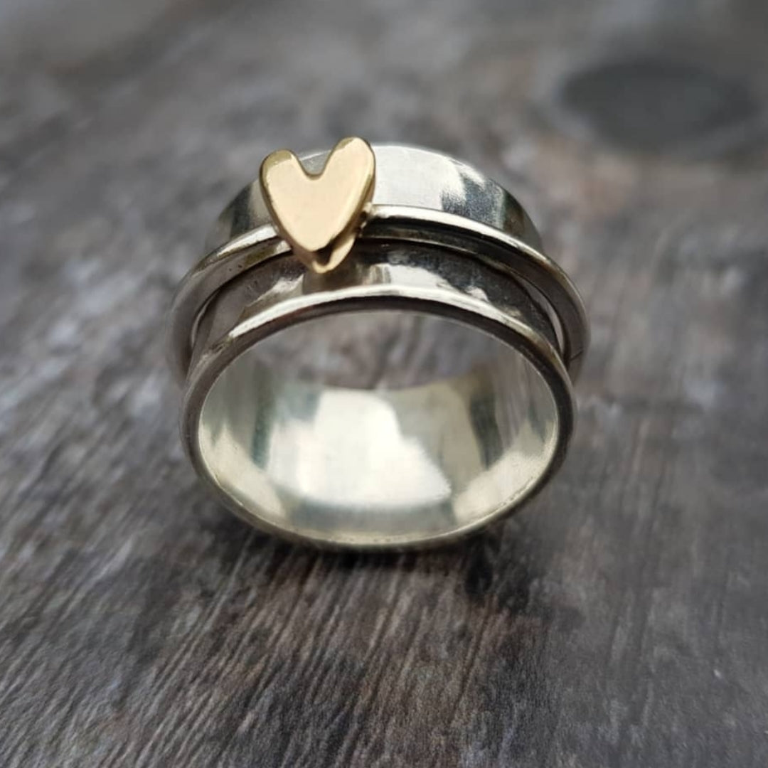 Mely – Bague en argent avec cœur doré