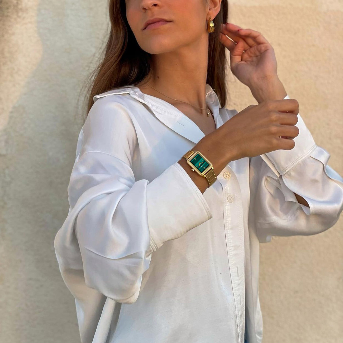 Montre Fluette Acier, Couleur Verte, Or
