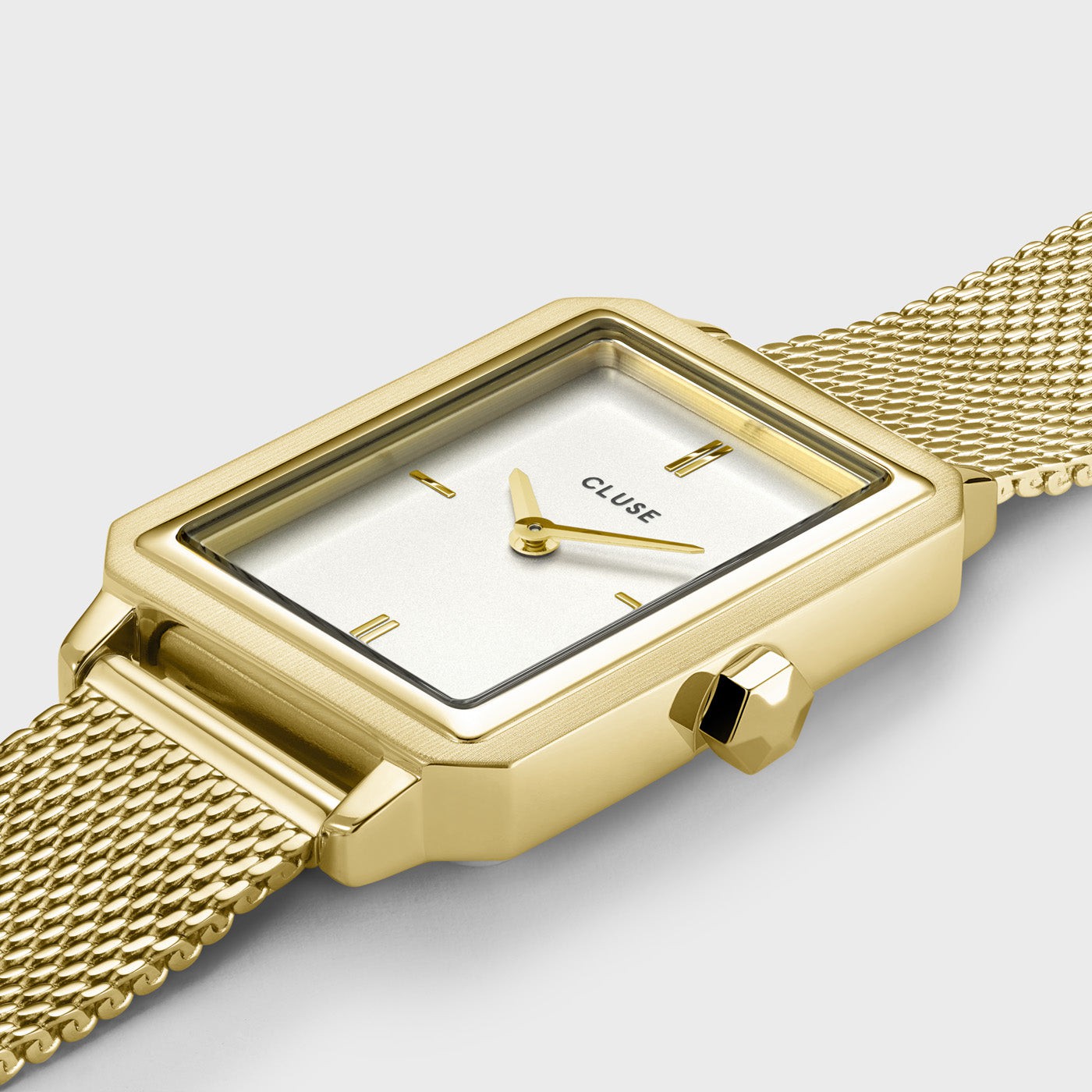 Montre Fluette Maille Blanche, Couleur Or