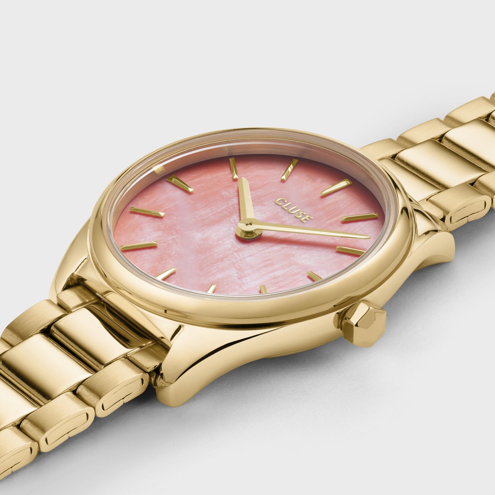 Montre Mini Féroce en Acier, Perle Abricot, Couleur Or