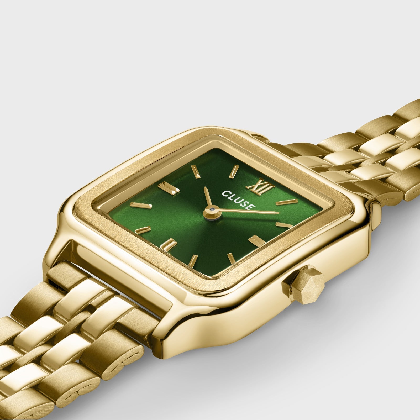 Montre Gracieuse Acier, Vert Forêt, Couleur Or