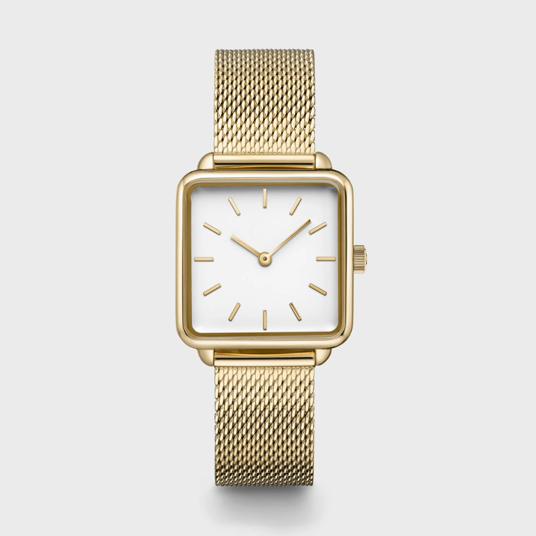 La montre Tétragone Mesh, Blanc, Couleur Or