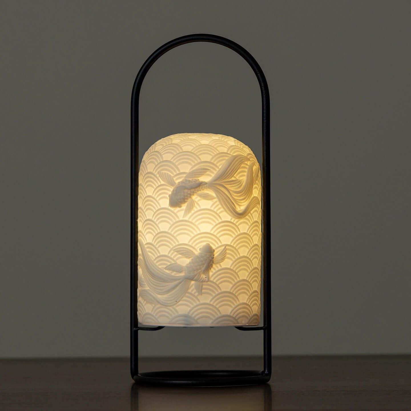 Lampe en Céramique Poisson Rouge – Lampe de Table LED Rechargeable Tactile