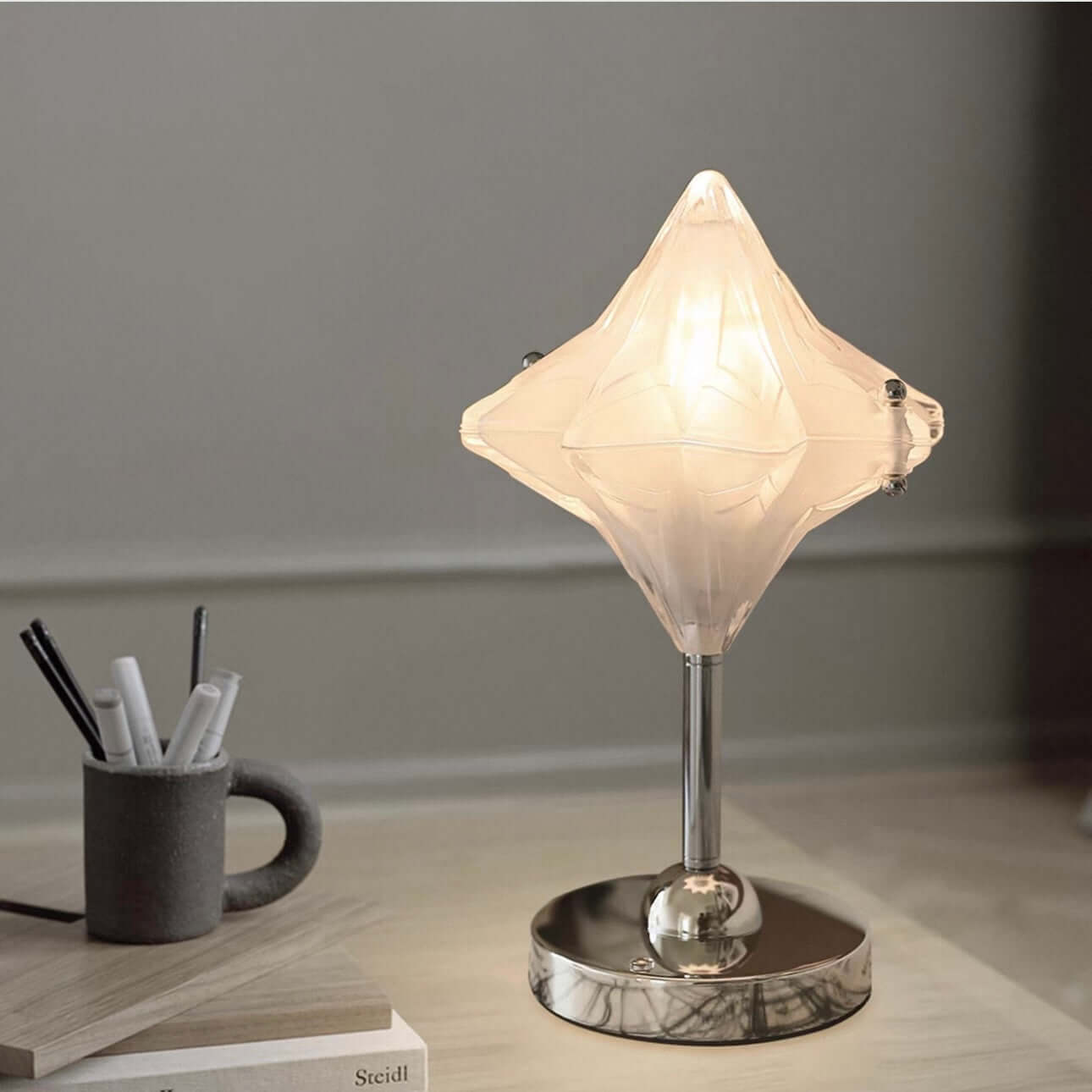 Lampe de Table Étoile Postmoderne Française – Lampe de Nuit Rechargeable à Contrôle Tactile LED en Verre pour Décoration Intérieure & Cadeaux