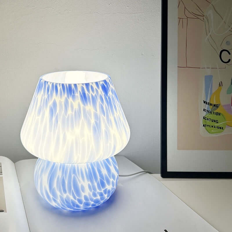 Lampe d'Ambiance Champignon – Applique de Nuit en Verre Crème Vintage