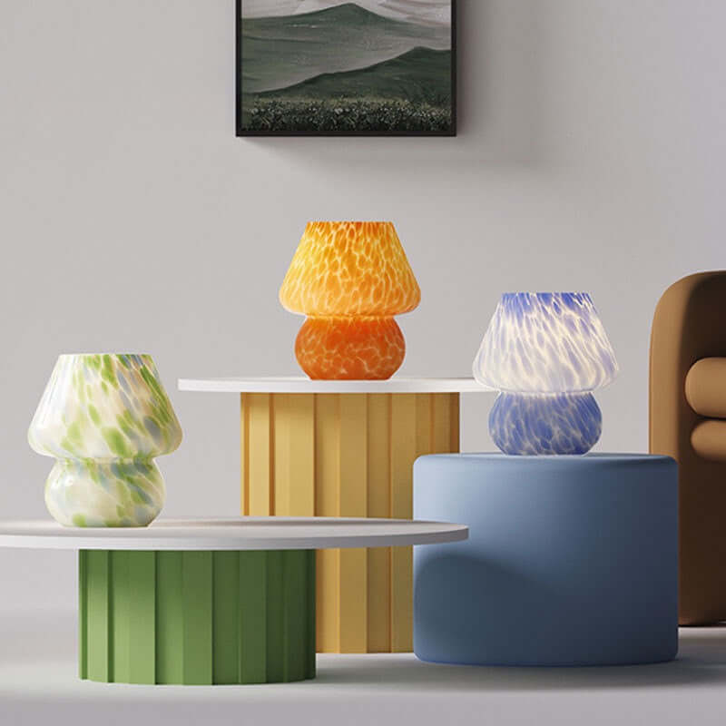 Lampe d'Ambiance Champignon – Applique de Nuit en Verre Crème Vintage