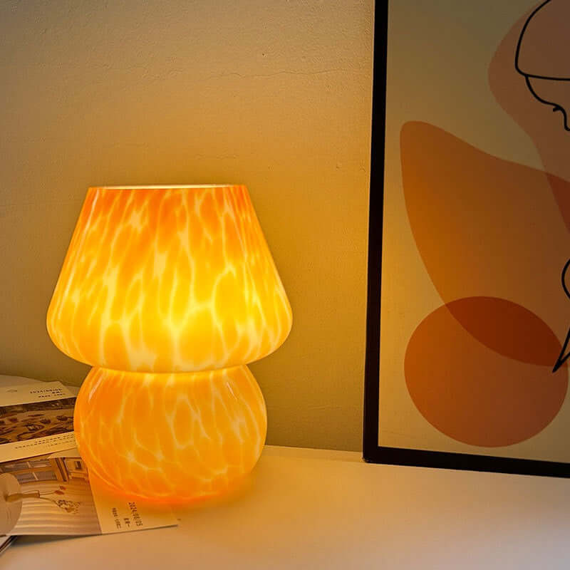 Lampe d'Ambiance Champignon – Applique de Nuit en Verre Crème Vintage