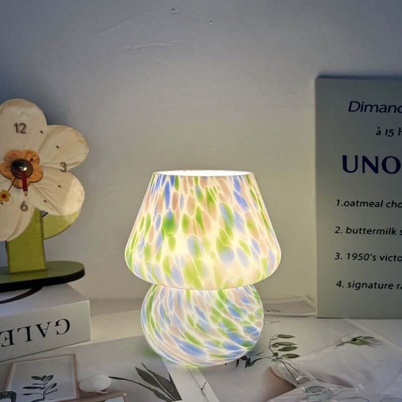 Lampe d'Ambiance Champignon – Applique de Nuit en Verre Crème Vintage