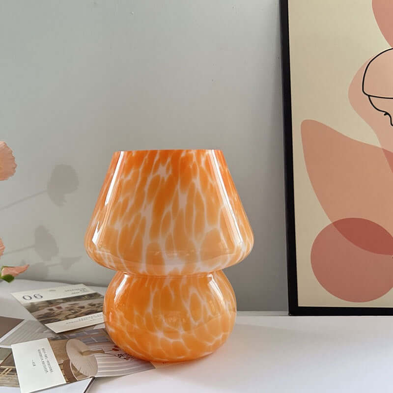 Lampe d'Ambiance Champignon – Applique de Nuit en Verre Crème Vintage