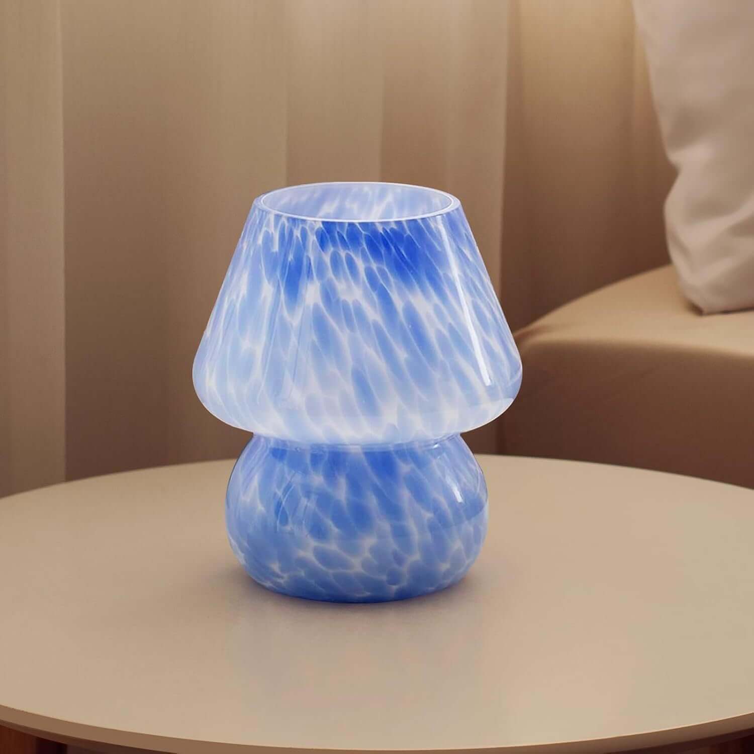 Lampe d'Ambiance Champignon – Applique de Nuit en Verre Crème Vintage