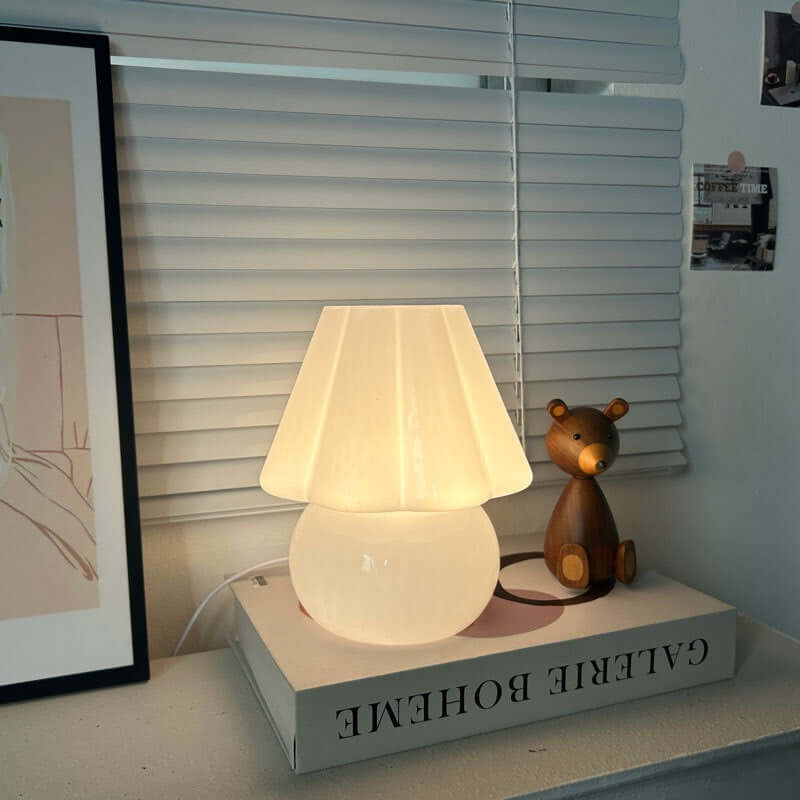 Lampe Champignon Rayée Vintage – Lumière de Table USB