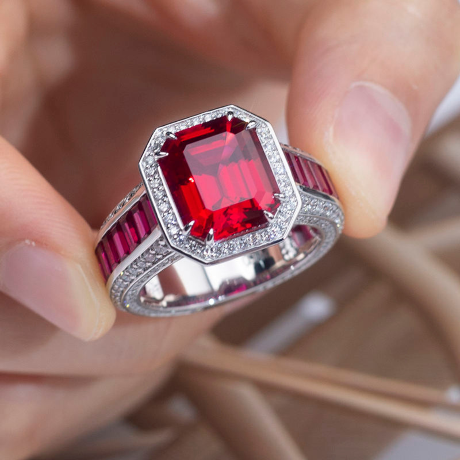 Luxury Lab-Grown Ruby Cut Ring
