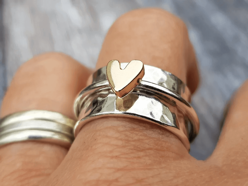 Mely – Bague en argent avec cœur doré