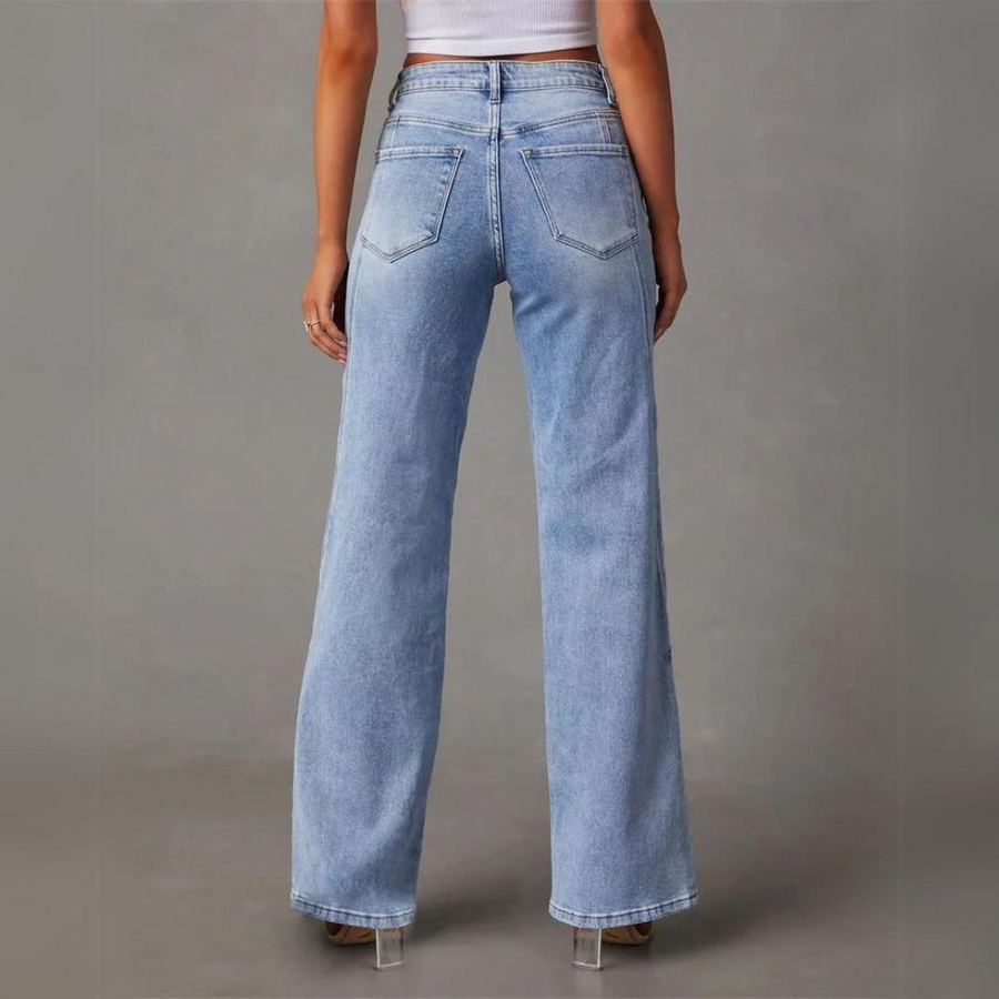 Vikki | Jean large taille haute élégant