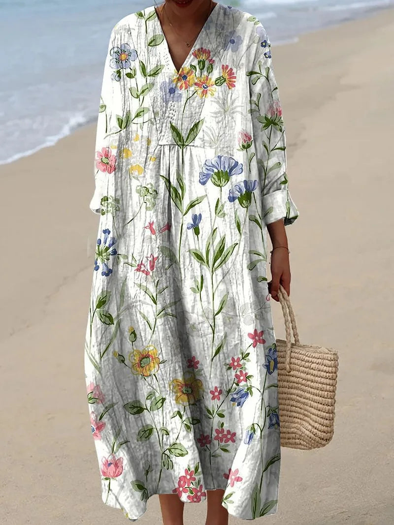 Cavell™ – Robe Midi Confortable avec Fleurs d'Été