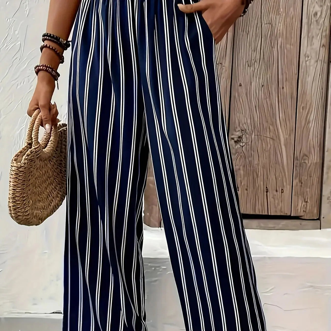Abby | Pantalon rayé élégant avec jambes larges