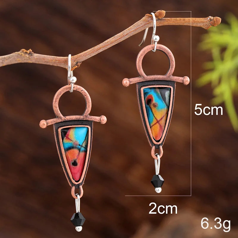 Boucles d'oreilles à motif géométrique rétro