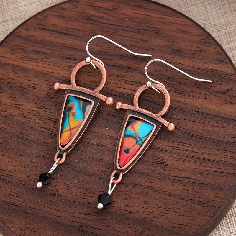 Boucles d'oreilles à motif géométrique rétro