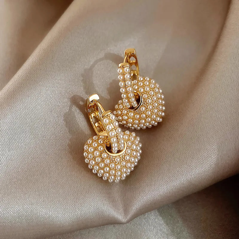 Boucles d'oreilles en forme de cœur en perles