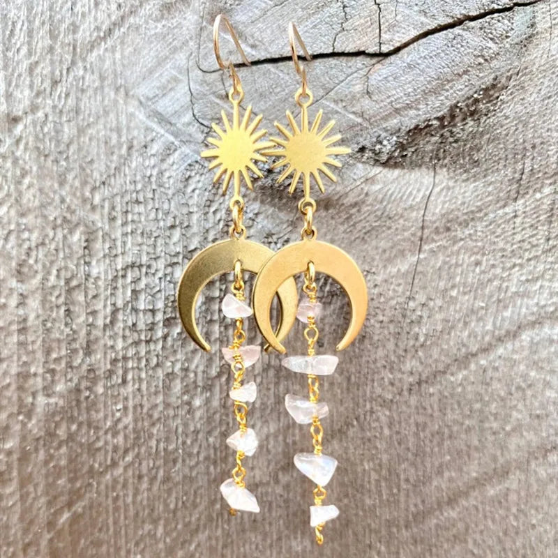 Boucles d'oreilles Boho Soleil Lune
