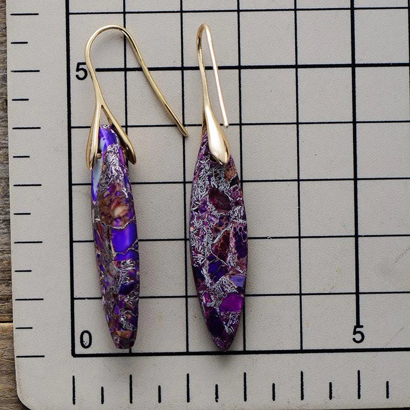 Boucles d'oreilles en pierre naturelle Leaf