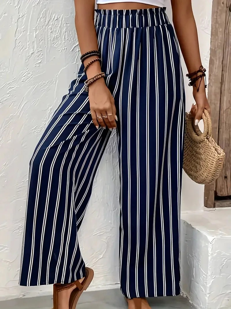Abby | Pantalon rayé élégant avec jambes larges