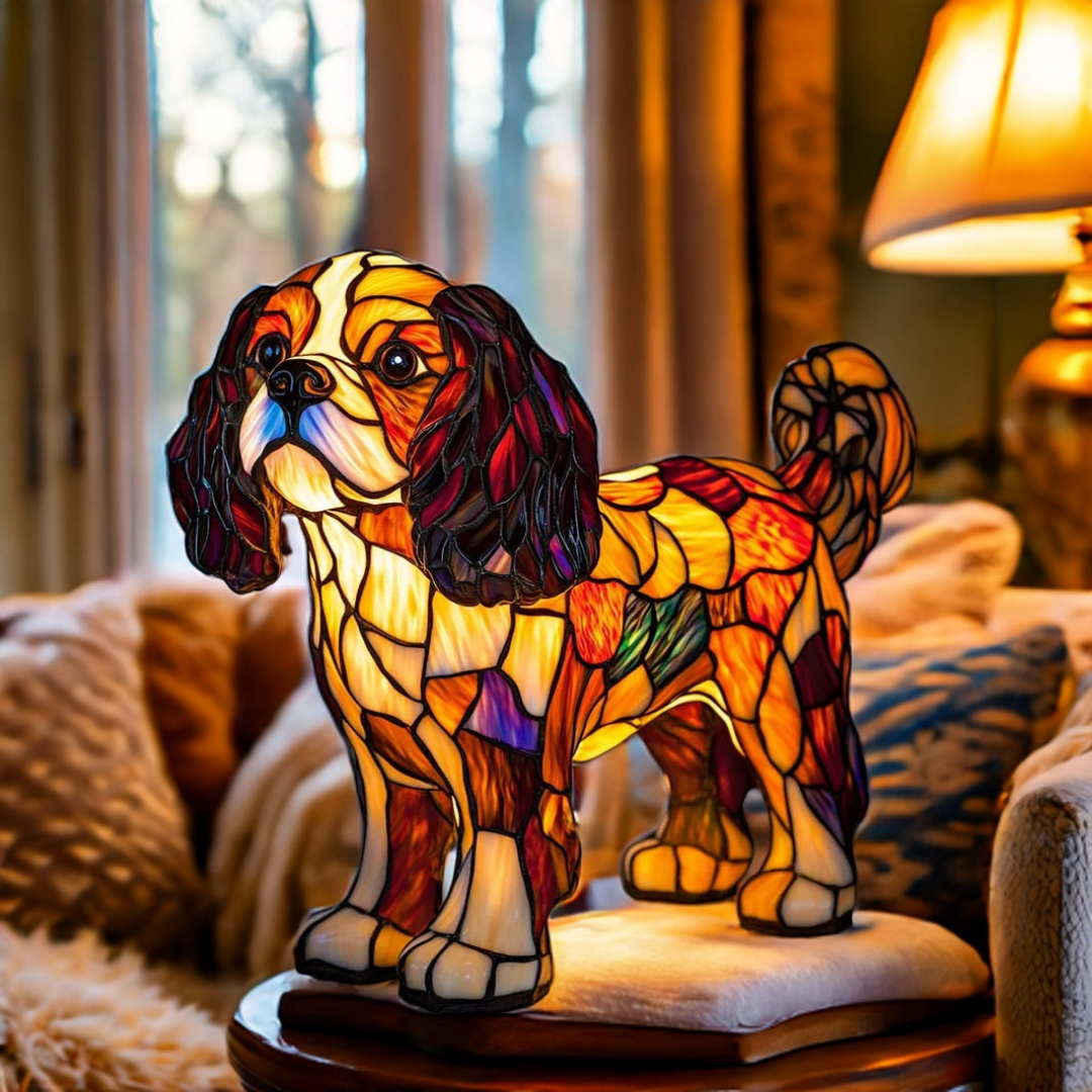Lampe en vitrail Cavalier King Charles Spaniel