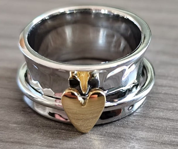 Mely – Bague en argent avec cœur doré