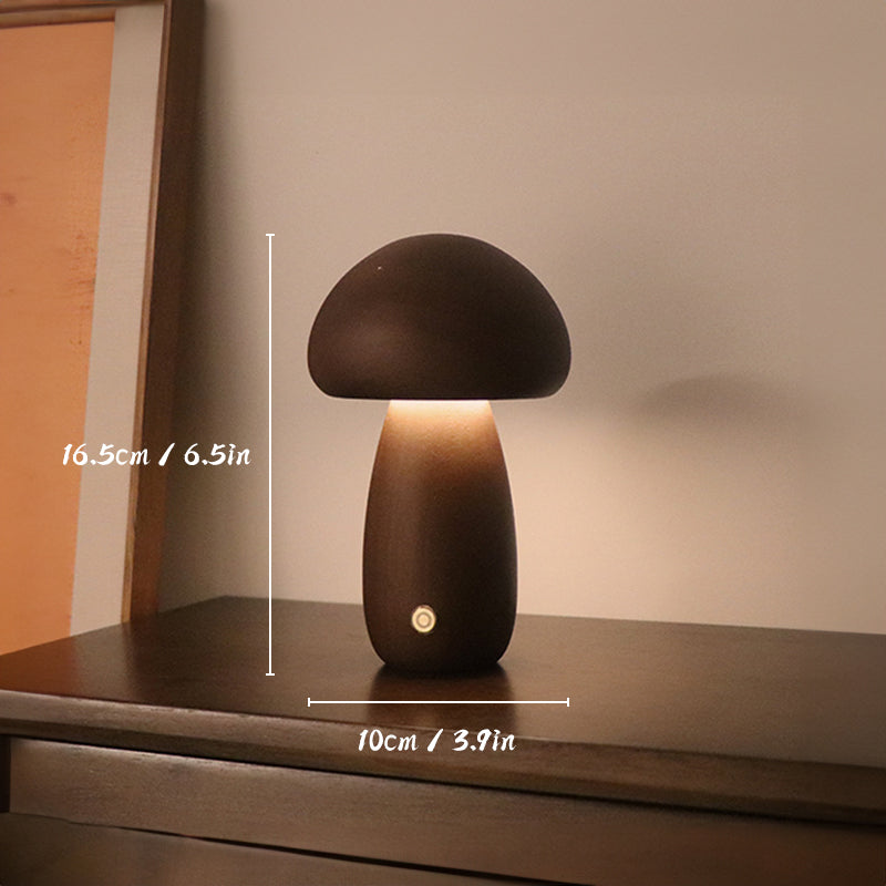 Lampe de Table Champignon en Bois Rechargeable