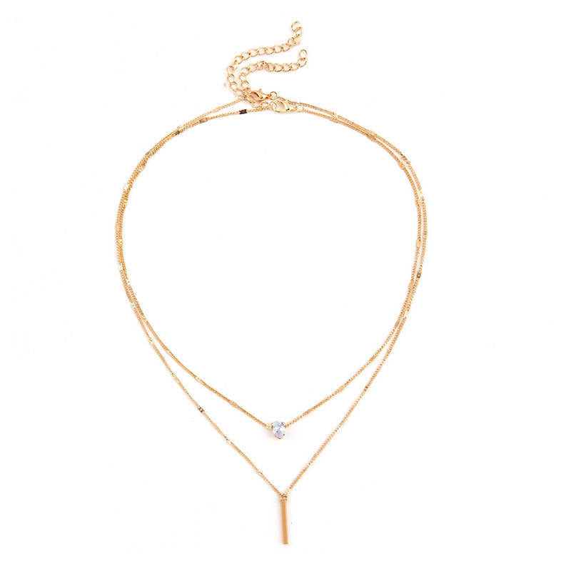 Collier Pendentif Double en Or et Argent