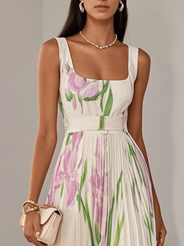 Liana™ | Robe Maxi en Chiffon Plissé