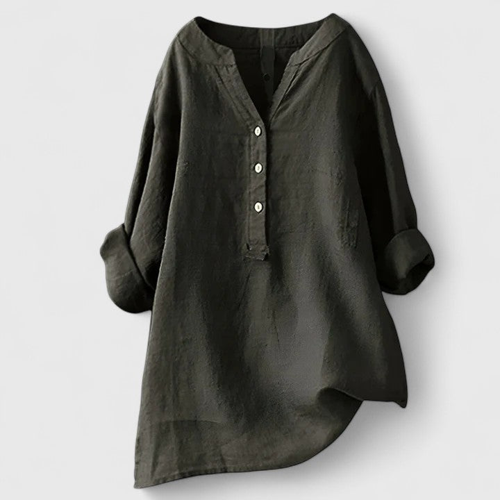 Larienne | Elegant Button-Front Linen Shirt