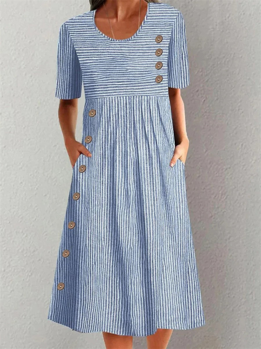 Sofia™ - ROBE D'ÉTÉ RAYÉE AVEC UNE SILHOUETTE FLATTEUSE