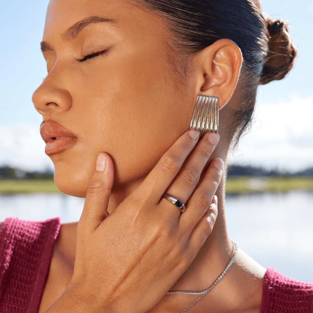 Bague en Argent Émaillé et Émeraude