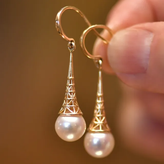Élégance - Boucles d'oreilles en perles vintage