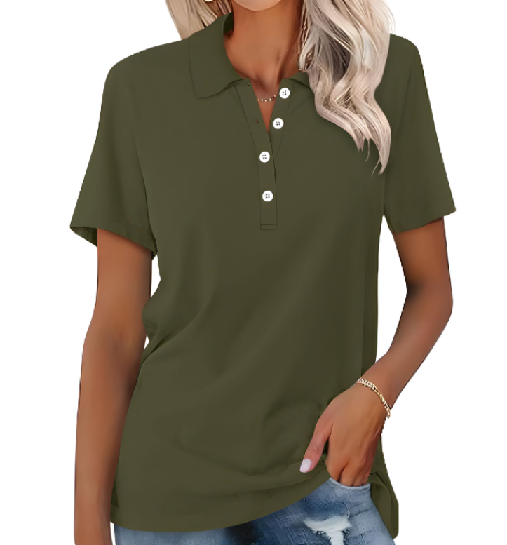 Aksana™ - T-SHIRT POLO FEMME CONFORTABLE EN TISSU DOUX