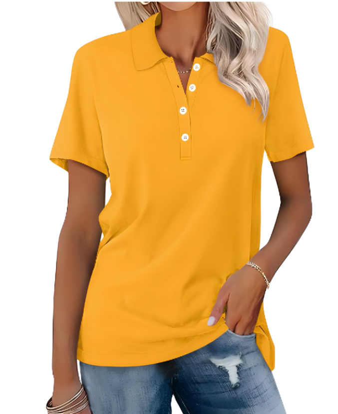 Aksana™ - T-SHIRT POLO FEMME CONFORTABLE EN TISSU DOUX