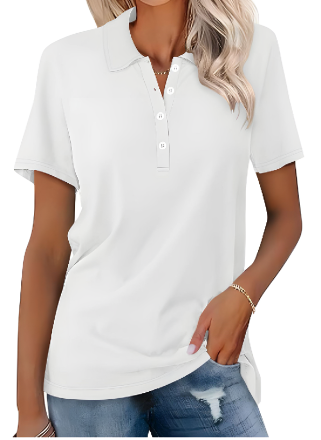 Aksana™ - T-SHIRT POLO FEMME CONFORTABLE EN TISSU DOUX